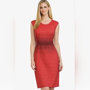 J. Crew Red and Black Polka Dot Midi Dress Sz 10 Sleeveless Zip Up